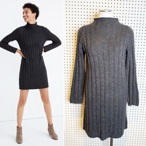 Madewell | Donegal Rolled Mockneck Sweater Dress in "Donegal Coal" Gray Sz.‎ S